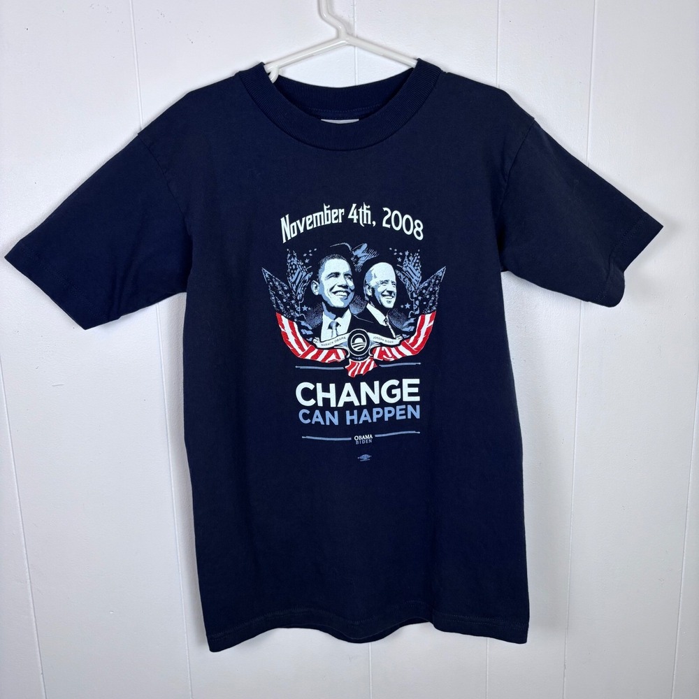 VTG Obama‎ Biden 2008 Election Graphic Tee Political T-Shirt Kids Small